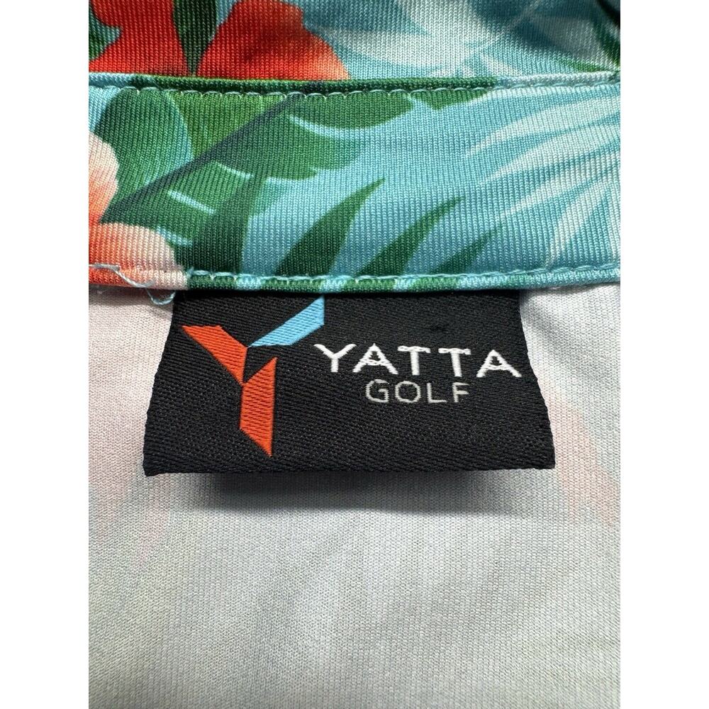 Yatta Golf Polo Shirt Men‎ XL Pink Flamingo Hawaiian Performance Stretch Wicking - Picture 3 of 5